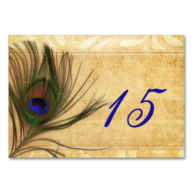 Numeração De Mesa Números da mesa de casamento Rustic Peacock (Frente)