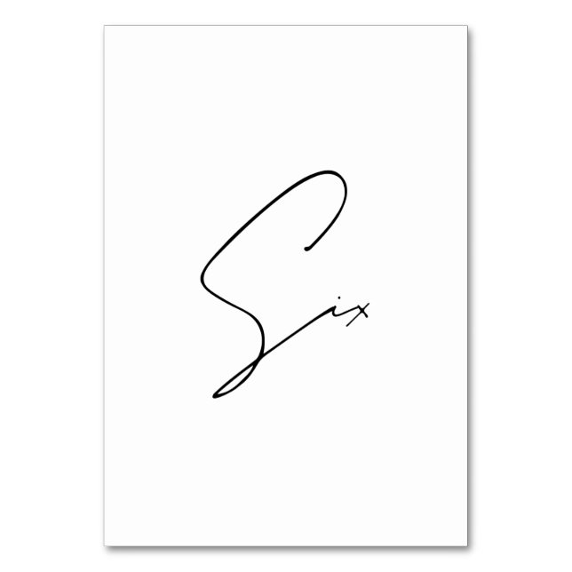 Numeração De Mesa Números da tabela da Mesa 6 Calligráfica Elegante (Frente)