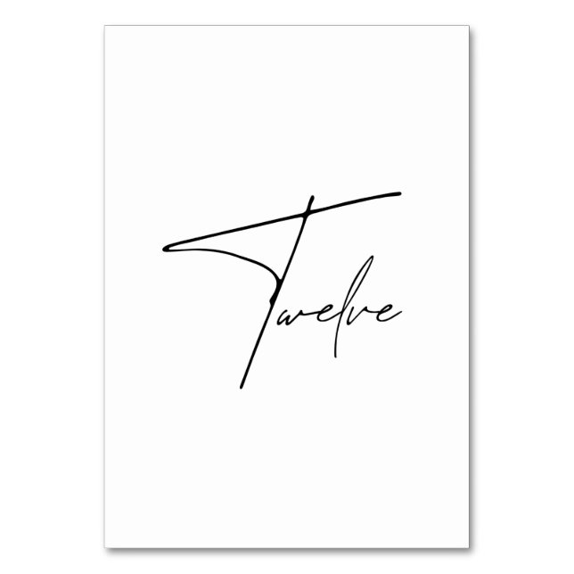 Numeração De Mesa Números da tabela da Mesa Calligráfica Elegante 12 (Frente)