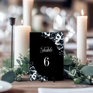 Numeração De Mesa Números da Tabela Floral Negra Branca