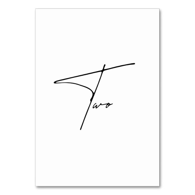 Numeração De Mesa Números da tabela Mesa 2 caligráfica Elegante (Frente)