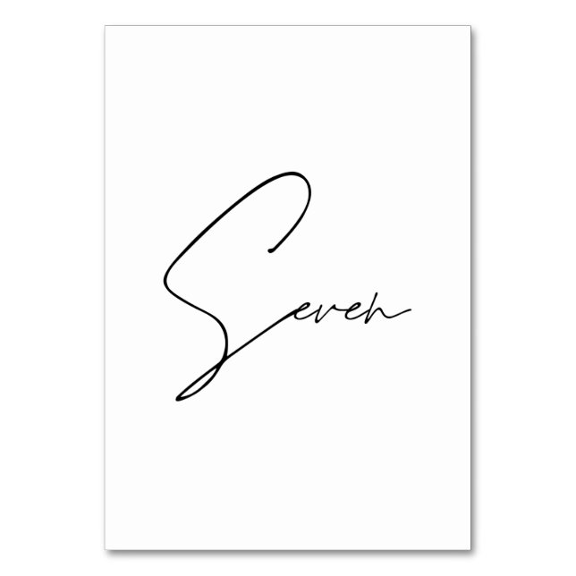 Numeração De Mesa Números da tabela Mesa 7 caligráfica Elegante (Frente)