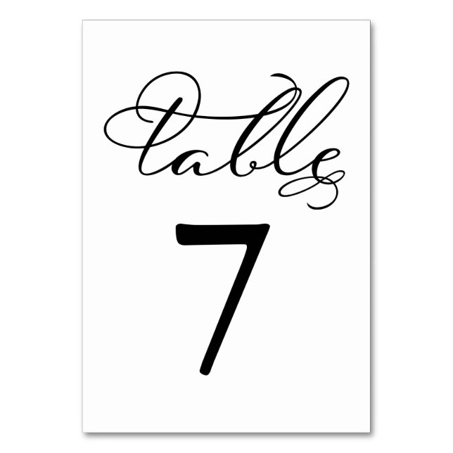 Numeração De Mesa Números das Mesas | Casamento com Caligrafia Elega (Frente)