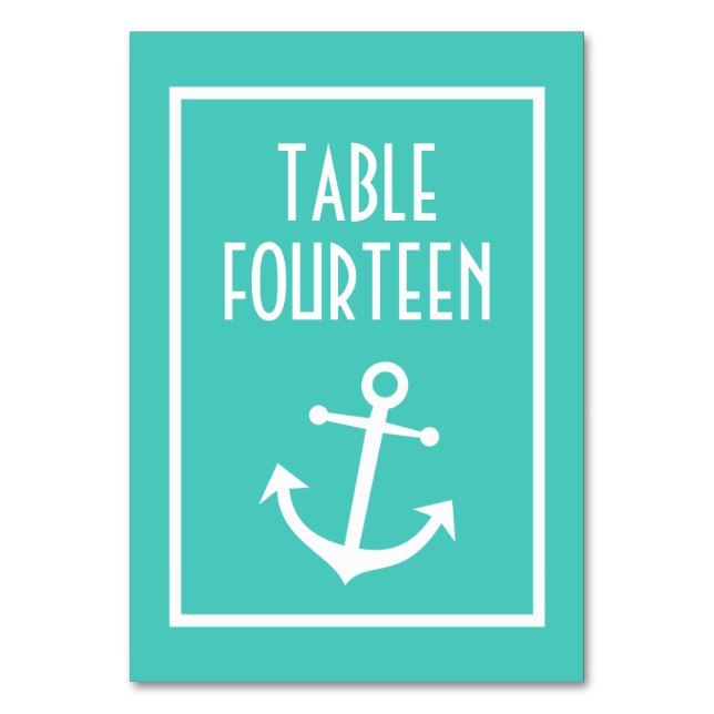 Numeração De Mesa Números de Âncora de Barcos Náuticos (Teal / Branc (Frente)