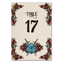 Numeração De Mesa Números de Mesa Casamento RPG Rosas Monograma D20