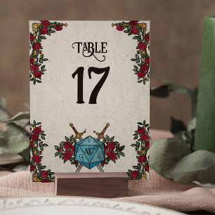 Numeração De Mesa Números de Mesa Casamento RPG Rosas Monograma D20