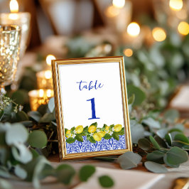 Numeração De Mesa Números de Mesa com Azulejos Azuis e Limão Italian