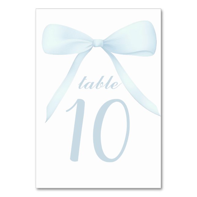 Numeração De Mesa Números de Mesa com Laço Azul Pastel (Frente)