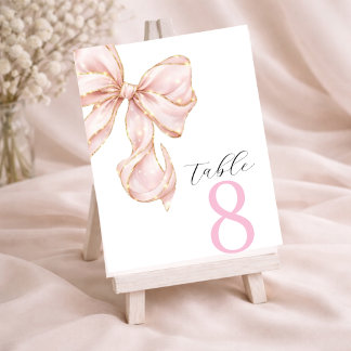 Numeração De Mesa Números de Mesa com Laço Rosa Elegante