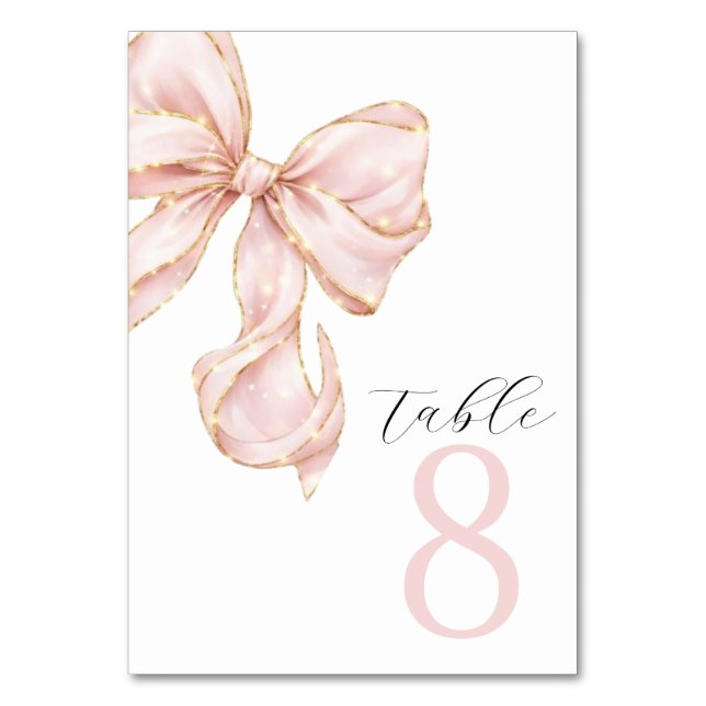 Numeração De Mesa Números de Mesa com Laço Rosa Elegante (Verso)