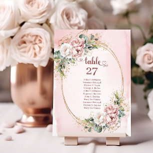 Numeração De Mesa Números de Mesa com Verde Floral Rosa Empoeirado B