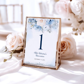 Numeração De Mesa Números de mesa da Cinderela Azul Bebê Quinceañera