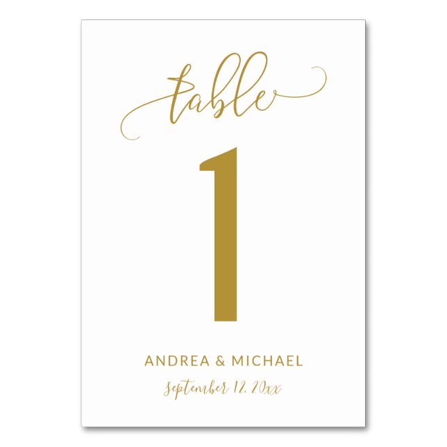 Numeração De Mesa Números de Mesa de Casamento | Bounce Script (Dour (Frente)