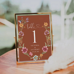 Numeração De Mesa Números de Mesa de Casamento com Flores Silvestres