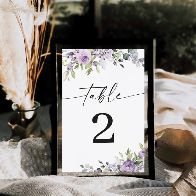Numeração De Mesa Números de Mesa de Casamento com Flores Violetas R (Criador carregado)