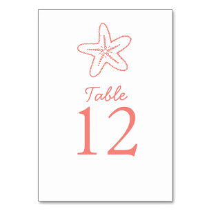 Numeração De Mesa Números de mesa de casamento da praia de coral de