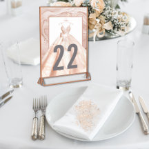 Números de Mesa de Casamento em Aquarela Rosa Dour