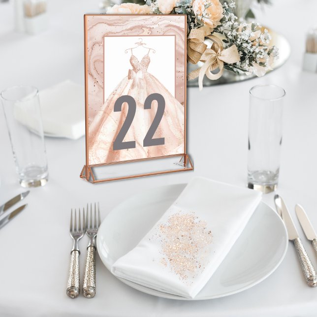 Numeração De Mesa Números de Mesa de Casamento em Aquarela Rosa Dour (Criador carregado)