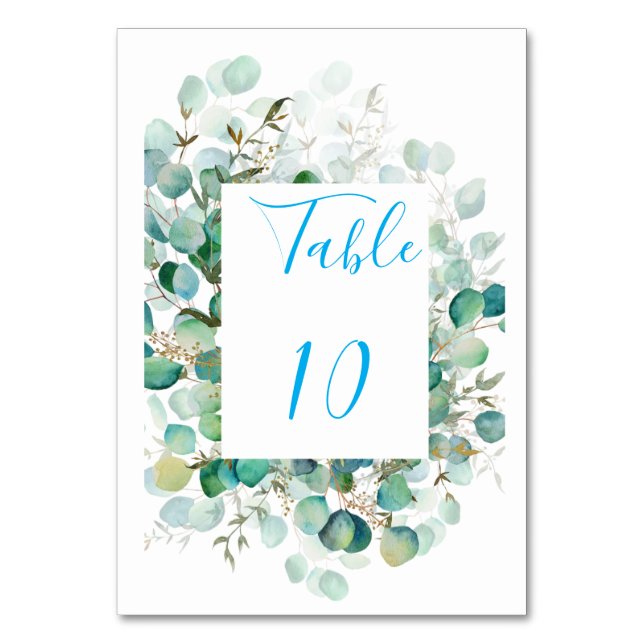 Numeração De Mesa Números de Mesa de Casamento em Eucalipto Azul Emp (Frente)