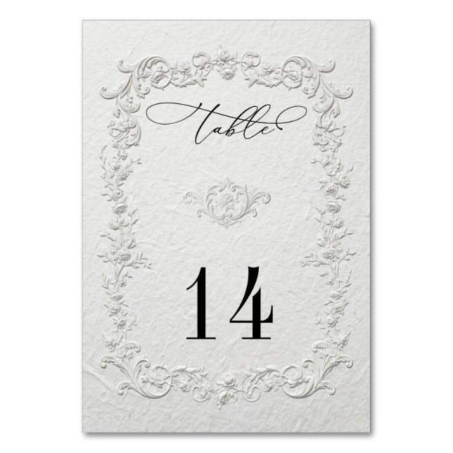 Numeração De Mesa Números de Mesa de Casamento Florais Relevo Falso (Frente)