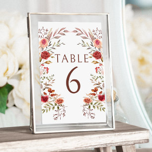 Numeração De Mesa Números De Mesa De Casamento Floral Rustic Burgund
