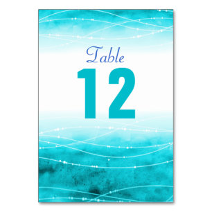 Numeração De Mesa Números de mesa de casamento pintados com azul-mar