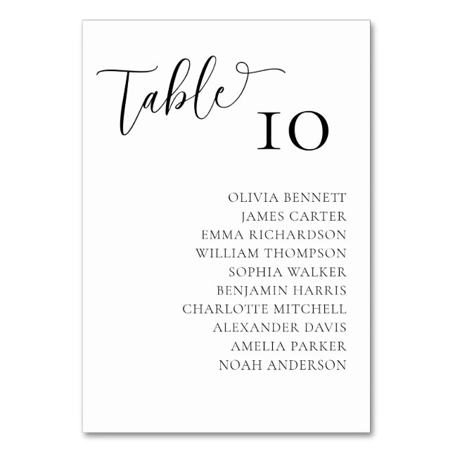 Numeração De Mesa Números de mesa de casamento preto e branco elegan (Frente)