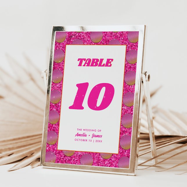 Numeração De Mesa Números de Mesa de Casamento Rosa Bola de Disco Du (Front)