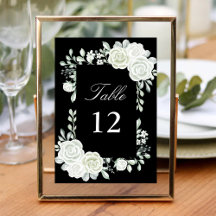 Números de Mesa de Casamento Rosas Brancas Góticas