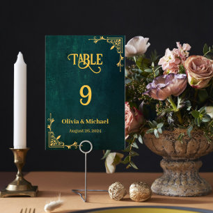 Numeração De Mesa Números de Mesa de Casamento Vintage Verde Escuro