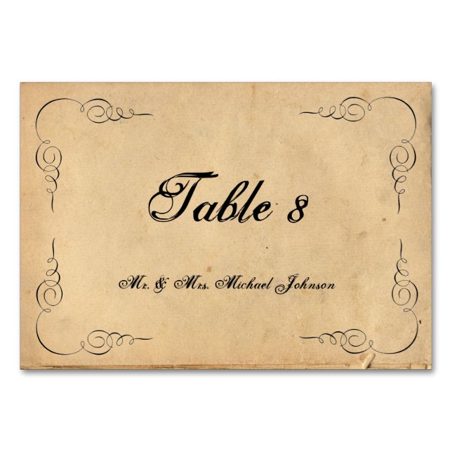 Numeração De Mesa Números de Mesa de Convidados em Papel Marrom Grun (Verso)