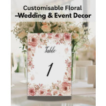 Números de Mesa de Rosas Cor-de-Rosa de Casamento 