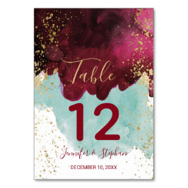 Numeração De Mesa Números De Mesa Dourados De Cor De Água Do Teal Ve