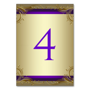 Numeração De Mesa Números de Mesa Elegantes Roxo e Dourado