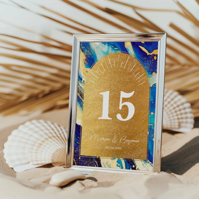 Numeração De Mesa Números de Mesa Elegantes Royal Blue e Dourado par (Criador carregado)