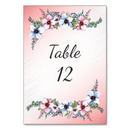 Numeração De Mesa Números de mesa em aquarela flores rosa