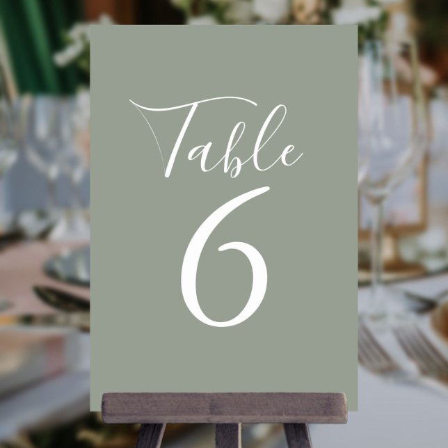 Numeração De Mesa Números de Mesa em Grafia Verde Sábio Elegante (Criador carregado)