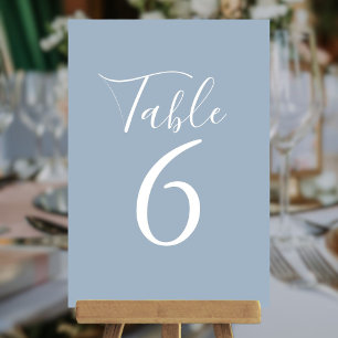 Numeração De Mesa Números de Mesa em Script Elegante Azul Empoeirado