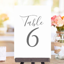Numeração De Mesa Números de Mesa em Script Elegante Cinza e Branco