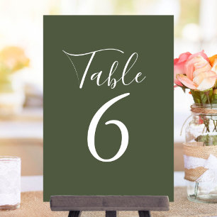 Numeração De Mesa Números de Mesa em Script Elegante Verde Oliva