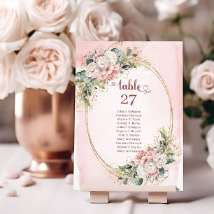 Numeração De Mesa Números de Mesa Florais Rosa Empoeirado Eucalipto
