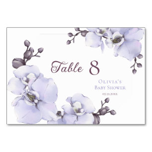 Numeração De Mesa Números de Mesa para Chá de Bebê Orquídea Lavanda