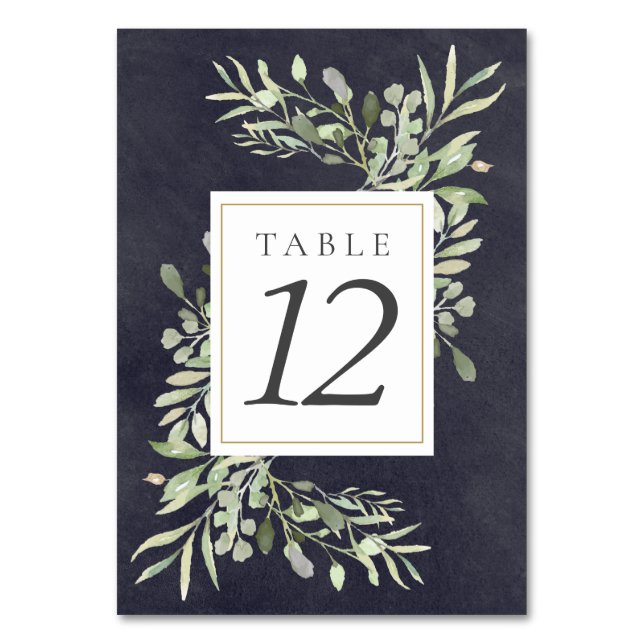 Numeração De Mesa Números de Mesa Quadro Negro com Vegetação em Aqua (Verso)
