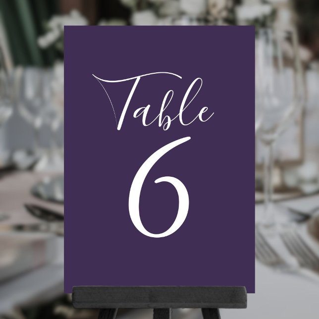 Numeração De Mesa Números de Mesa Roxos em Letra Elegante (Elegant Script Purple Table Numbers)