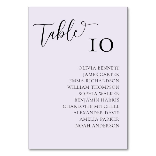 Numeração De Mesa Números de mesa simples para casamento Lilás (Frente)
