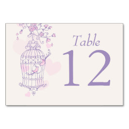 Numeração De Mesa Números de mesas de casamento roxas de aves rosa