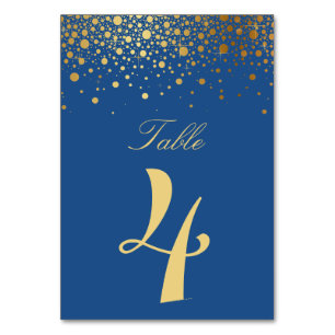 Numeração De Mesa Números de Tabela Azul de Folha Ouro Faux Confetti