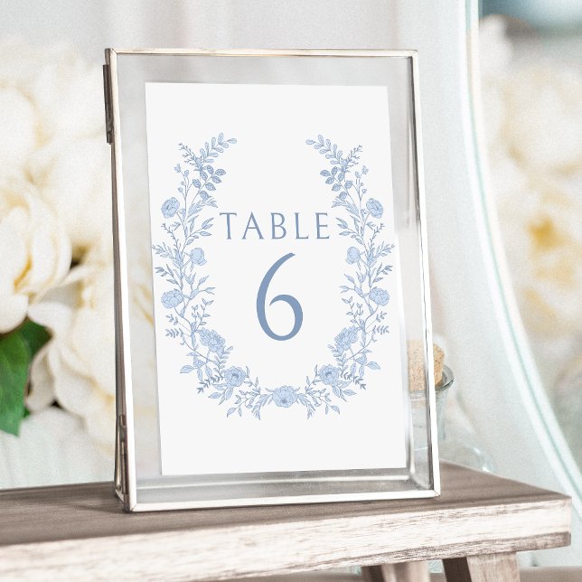 Numeração De Mesa Números de Tabela Boêmia Floral Floral Azul Claro (Criador carregado)