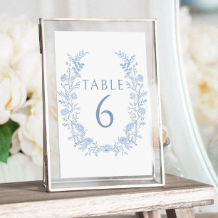 Numeração De Mesa Números de Tabela Boêmia Floral Floral Azul Claro