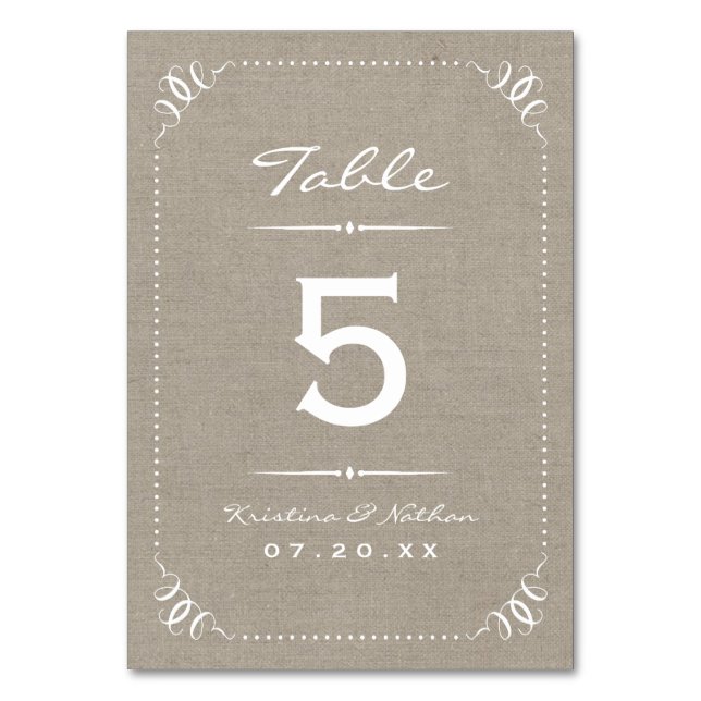 Numeração De Mesa Números de Tabela Chic Rustic Burlap (Frente)